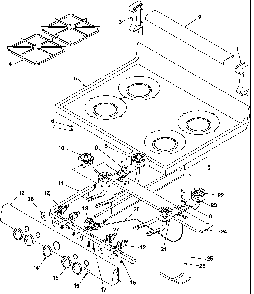 Main Top And Backguard Diagram and Parts List for ARO3100L-P1143334NL  Amana Range