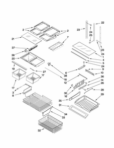 Shelf Parts Diagram and Parts List for G37026FEAS2  Maytag Refrigerator