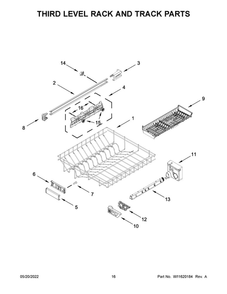 Third Level Rack And Track Parts Diagram and Parts List for MDB9959SKZ1  Maytag Dishwasher