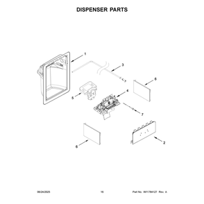 Dispenser Parts Diagram and Parts List for MSS25C4MGW07  Maytag Refrigerator