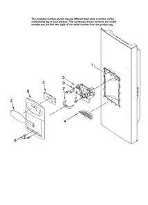 Dispenser Front Parts Diagram and Parts List for MFI2067AEW13  Maytag Refrigerator
