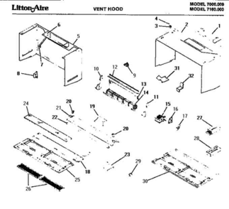 02 - Vent Hood Diagram and Parts List for 7160000  Litton Microwave
