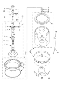 Agitator, Basket And Tub Parts Diagram and Parts List for 7MMPS0070VM1  Maytag Washer