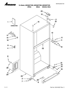 Cabinet Parts Diagram and Parts List for A9RXNGFYW00  Amana Refrigerator