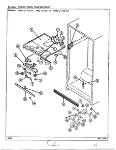 Fresh Food Compartment Diagram and Parts List for 21163-0A  Admiral Refrigerator