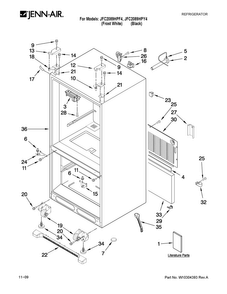 Cabinet Parts Diagram and Parts List for JFC2089HPF4  Jenn-Air Refrigerator