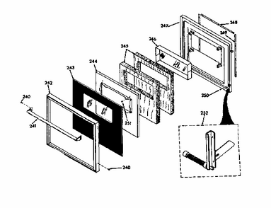 Lower Black Glass Door Diagram and Parts List for 8504277790  Kenmore Range