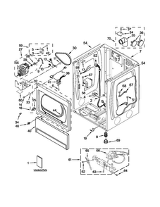 Lower Cabinet And Front Panel Parts Diagram and Parts List for MLG24PDAGW4  Maytag Dryer