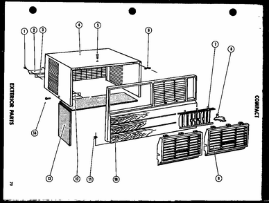 Exterior Parts Diagram and Parts List for 109-5JH P54390-82R Amana Air Conditioner