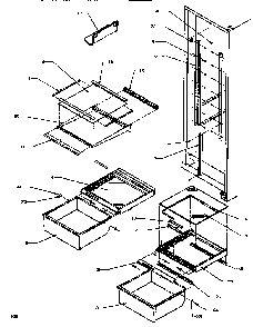Shelving & Drawers Diagram and Parts List for SSD522NBW-P1181001WW  Amana Refrigerator