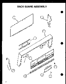 Back Guard Assembly Diagram and Parts List for RLS348UCO P1141105NL Caloric Range