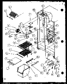 Freezer Shelving And Refrigerator Light Diagram and Parts List for 36511W-P1121603WW  Amana Refrigerator