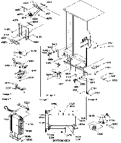 Drain System, Rollers, And Evaporator Assy Diagram and Parts List for SRDE27S3W-P1190602WW  Amana Refrigerator