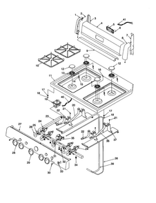 Maintop And Backguard Diagram and Parts List for ARG3600L-P1143362NL  Amana Range