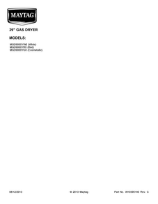 Cover Sheet Diagram and Parts List for MGD9000YG0  Maytag Dryer