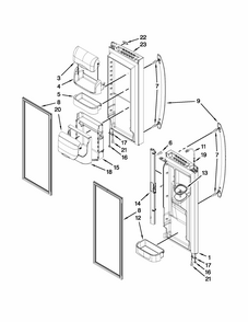 Refrigerator Door Parts Diagram and Parts List for MFI2269VEW7  Maytag Refrigerator
