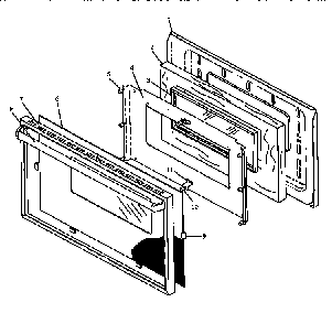 Oven Door Assembly Diagram and Parts List for RLN347UL P1142959NL Caloric Range