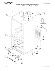 Cabinet Parts Diagram and Parts List for MBF2258XEW1  Maytag Refrigerator