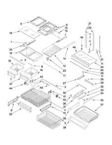 Shelf Parts Diagram and Parts List for MFF2258VEM8  Maytag Refrigerator