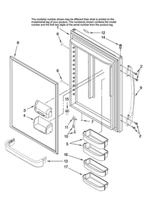 Refrigerator Door Parts Diagram and Parts List for CB19G7W13  Crosley Refrigerator