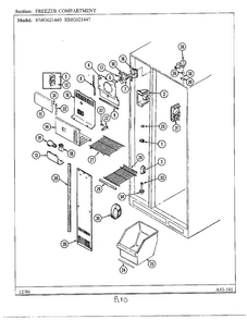 Freezer Compartment Diagram and Parts List for 621447  Admiral Refrigerator