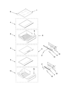 Refrigerator Shelf Parts Diagram and Parts List for JS48NXFXDW00  Jenn-Air Refrigerator