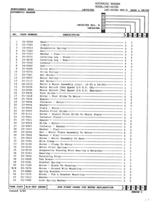 Base And Drive Page 2 Diagram and Parts List for 6638A  Norge Washer