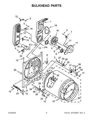 Bulkhead Parts Diagram and Parts List for MGDC465HW0  Maytag Dryer
