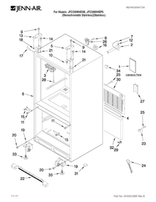 Cabinet Parts Diagram and Parts List for JFC2089WEP5  Jenn-Air Refrigerator