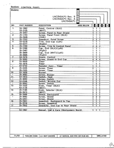 Control Panel Page 2 Diagram and Parts List for 7543A REV A Norge Dryer