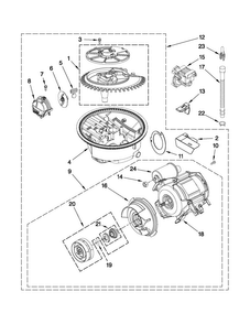 Pump And Motor Parts Diagram and Parts List for CDB7000AWW2  Magic Chef Dishwasher