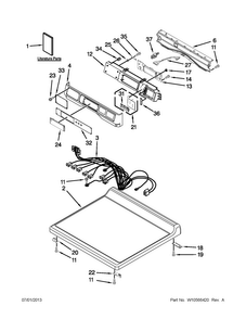 Top And Console Parts Diagram and Parts List for MDE25PNAGW1  Maytag Dryer