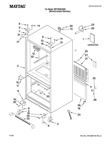Cabinet Parts Diagram and Parts List for MFF2558VEM2  Maytag Refrigerator
