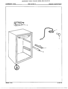 Freezer Compartment Diagram and Parts List for 40118-OA  Admiral Freezer