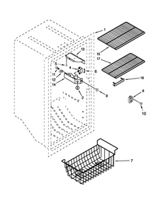 Liner Parts Diagram and Parts List for AQF1613TEW05  Amana Freezer