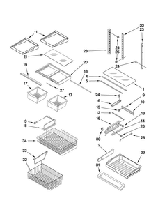 Shelf Parts Diagram and Parts List for MFC2061KES6  Maytag Refrigerator