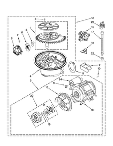 Pump And Motor Parts Diagram and Parts List for MDB7749SAW0  Maytag Dishwasher