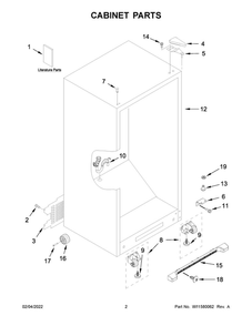 Cabinet Parts Diagram and Parts List for AZF33X18DW06  Amana Freezer