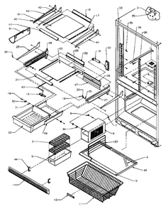 Refrigerator/freezer Shelving Diagram and Parts List for BQ20RBW-P1161502WW  Amana Refrigerator