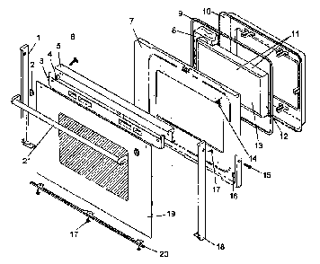 Oven Door Assembly Diagram and Parts List for ART6100E P1142685NE Amana Range