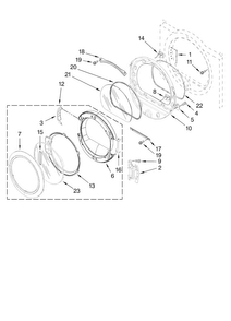 Door Parts Diagram and Parts List for MEDE500VF0  Maytag Dryer