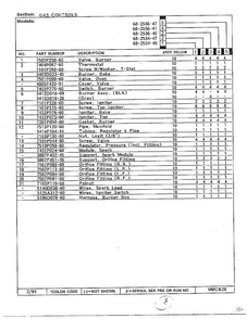 Gas Control Page 2 Diagram and Parts List for 68-2534-40  Magic Chef Range
