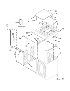 Top And Cabinet Parts Diagram and Parts List for CAW9444DW1  Crosley Washer