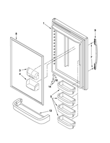 Refrigerator Door Parts Diagram and Parts List for 5GBB22PRYW0  Maytag Refrigerator