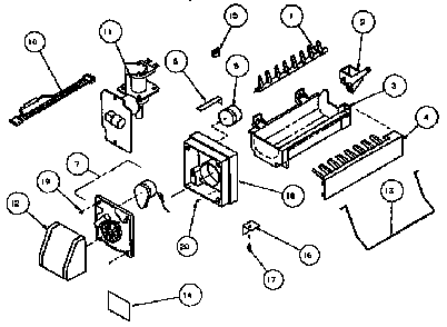 8 Cube Compact Ice Maker Diagram and Parts List for TS18RB-P1158407W  Amana Refrigerator