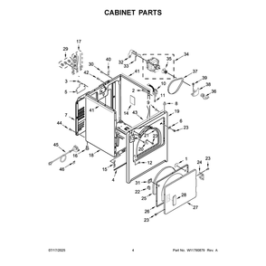 Cabinet Parts Diagram and Parts List for YMED4205SW0  Maytag Dryer