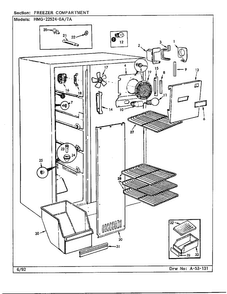 Freezer Compartment Diagram and Parts List for 22524-7A  Admiral Refrigerator