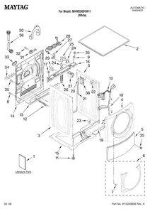 Top And Cabinet Parts Diagram and Parts List for MHWE500VW11  Maytag Washer