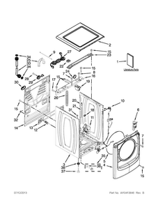 Top And Cabinet Parts Diagram and Parts List for MHW6000XR2  Maytag Washer