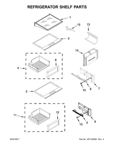 Refrigerator Shelf Parts Diagram and Parts List for JS48PPDUDE01  Jenn-Air Refrigerator